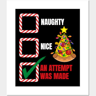 Naughty or Nice Christmas Pizza Tree Posters and Art